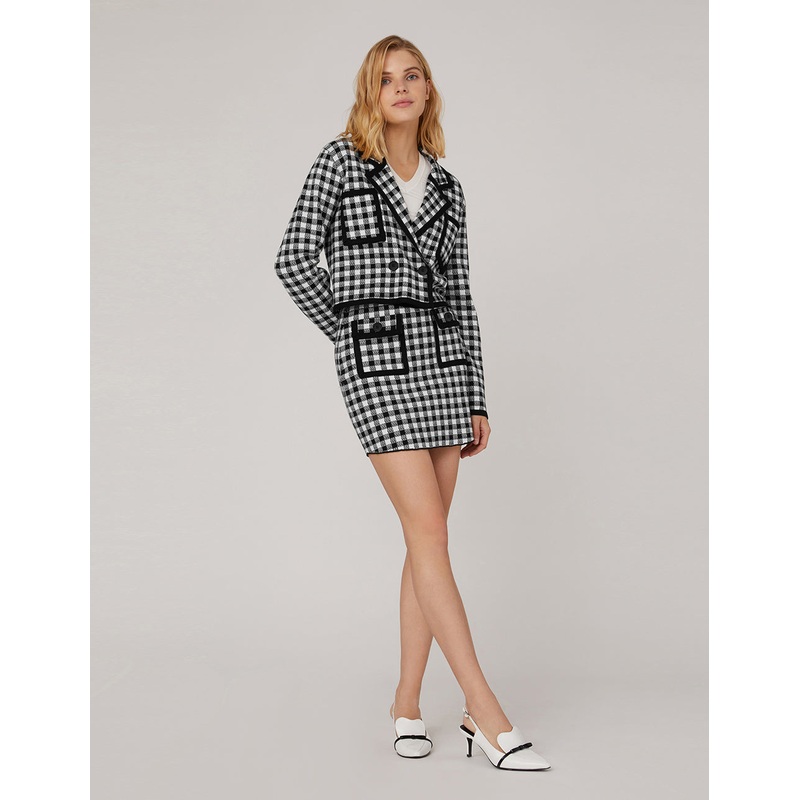 CHECK Tassel Trim Jacquard Knitted Skirt