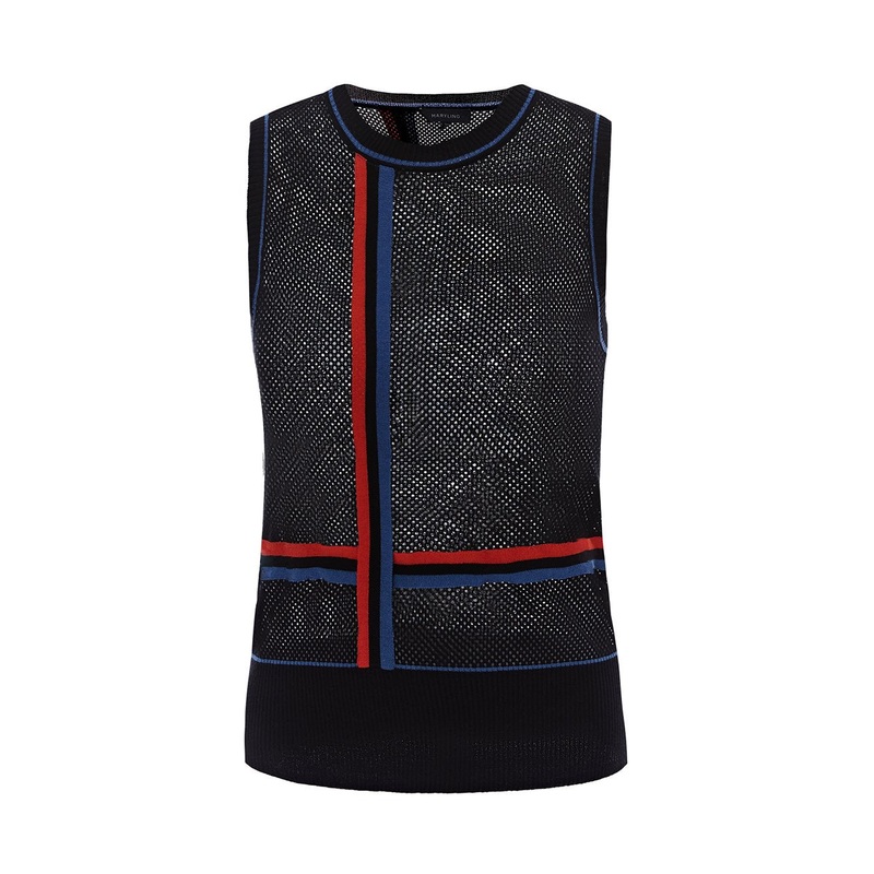 Contrast Color Line Slim Fit Knit Vest