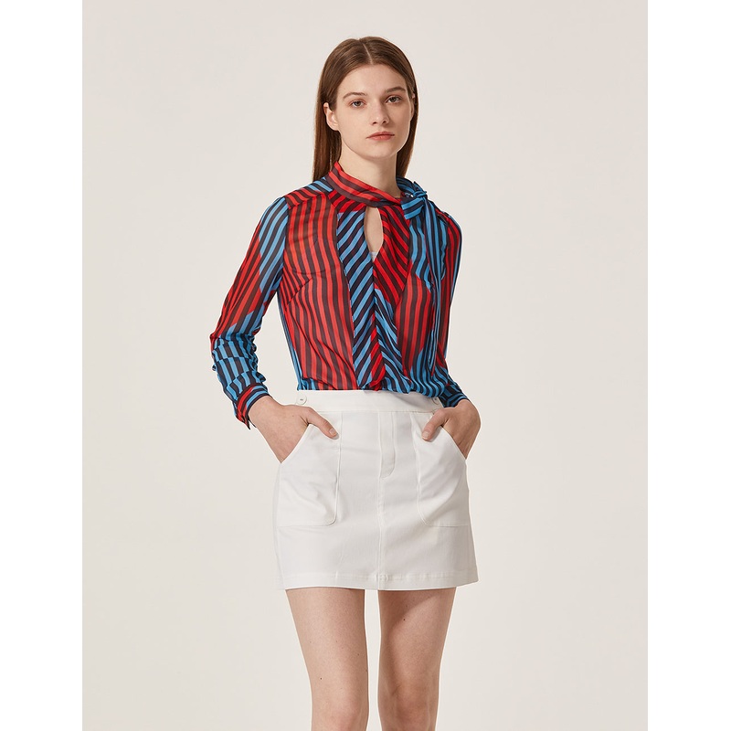 Cotton Blend Slim Fit Mini Skirt