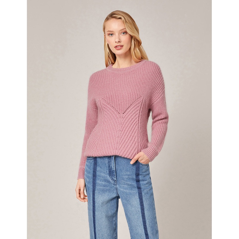 CREW NECK RIBBED WOOL SWEATER