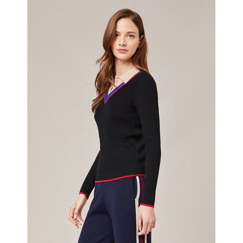 FAKE TWO-PIECE KNITTED PULLOVER