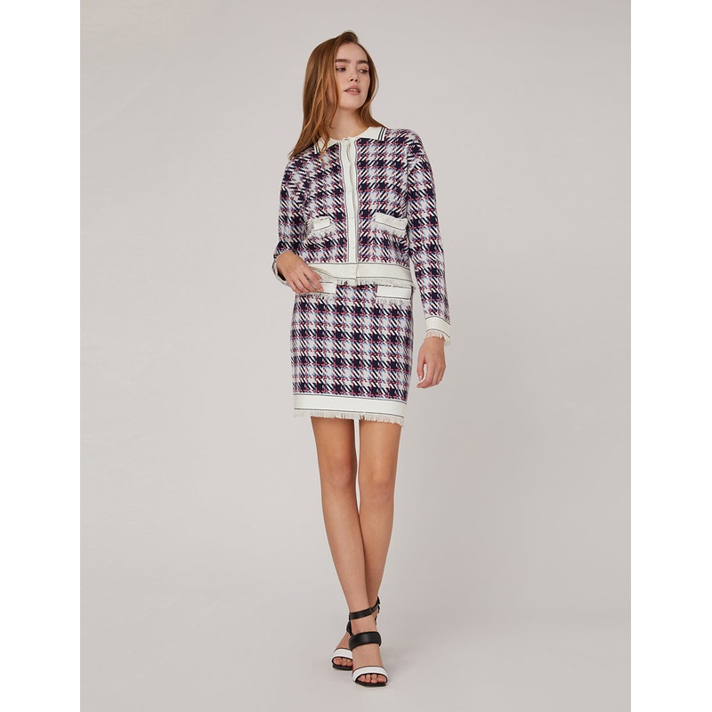 Houndstooth Jacquard Knitted Mini Skirt