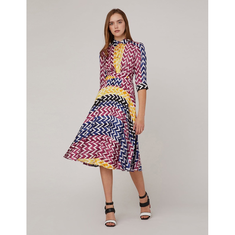 MID-SLEEVE STRIPED SHIRT DRESS