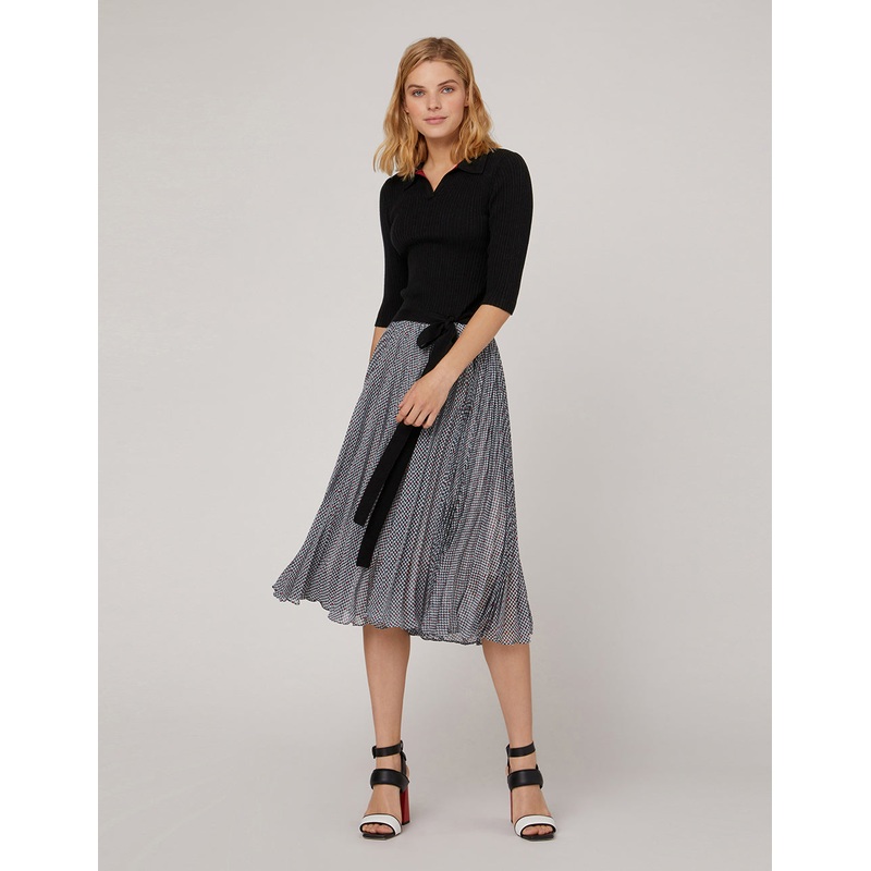 MID-SLEEVE TIE DETAIL KNITTED TOP