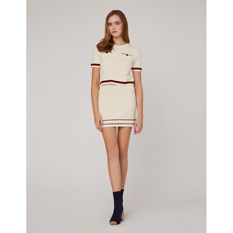 STRIPE DETAIL KNITTED MINI SKIRT