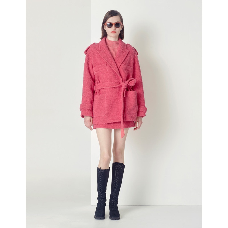 sweet peach pink belted jacket