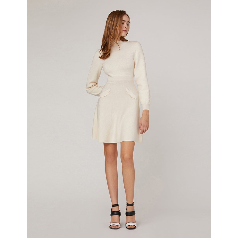 TURTLENECK LACE DETAIL KNITTED DRESS