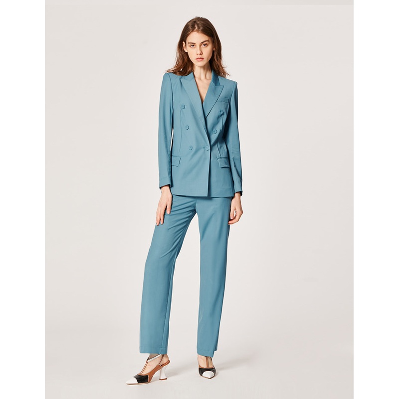 WORSTED WOOL CROP LEG SUITING PANTS