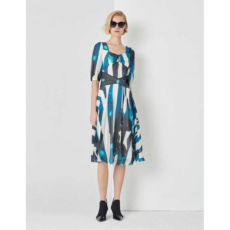 Art Striped Print Georgette Dress