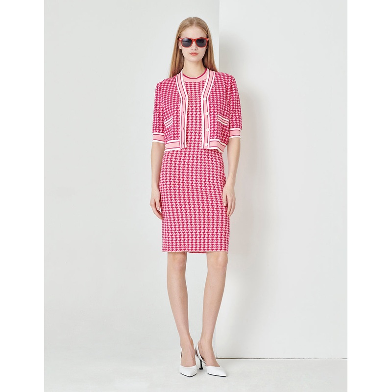 Berry Check Jacquard Cardigan
