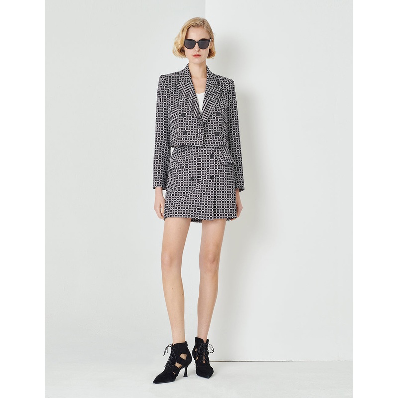 Black And White Plaid Retro Cropped Blazer