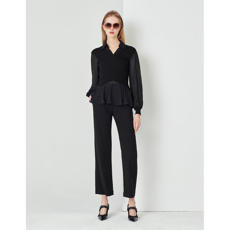 Black Classic Straight Trousers