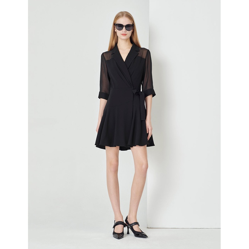 Black One-Piece Strappy Ruffled Skirt Suit Dress