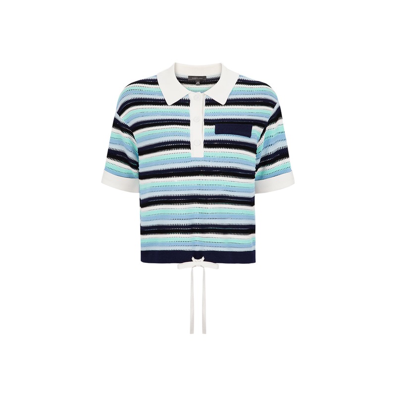Blue-Green Striped Knit Pullover