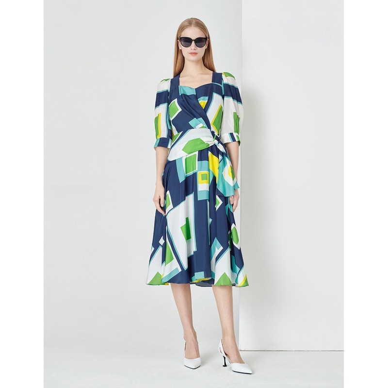 Colour Holiday Puzzle Art Block Print Dress