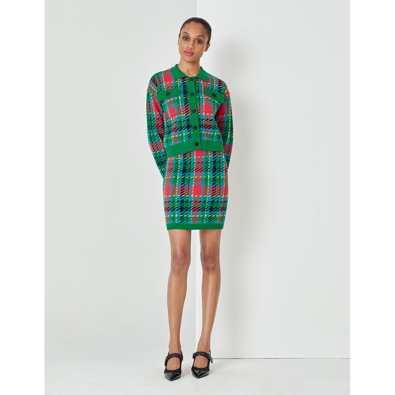 Colourful  Plaid Knitted Skirt