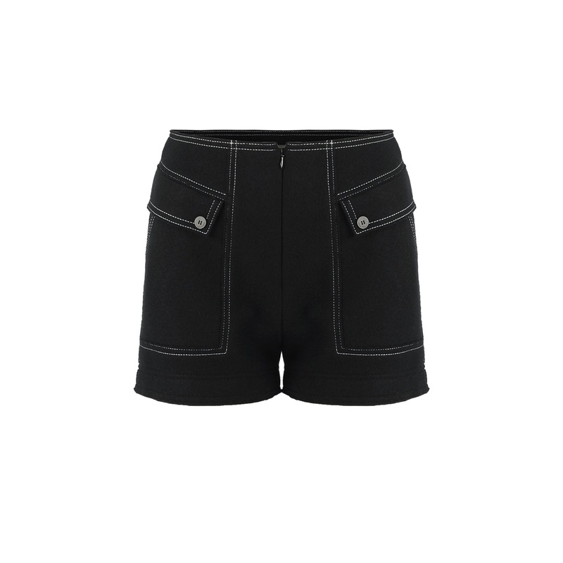 CONTRAST-STITCH SPANDEX KNITTED SHORTS