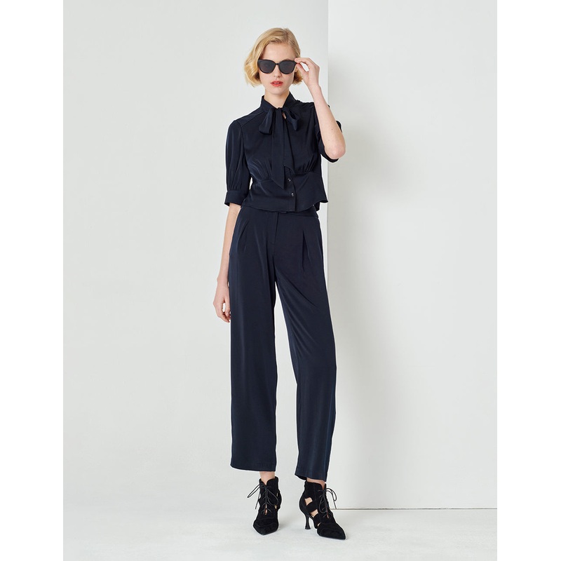 Dark Blue Strappy Bow Top