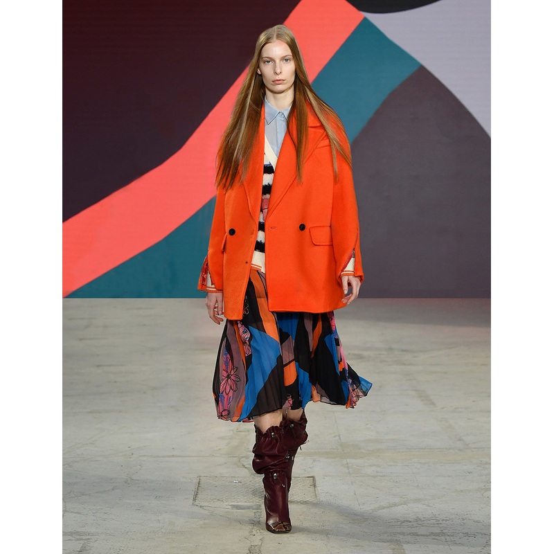 DOUBLE-BREASTED ZIPPER SLEEVE WOOL COAT