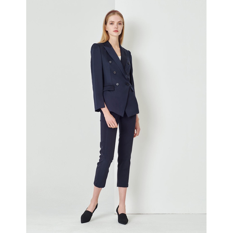 Midnight Blue Classic Elastic Slim Pants