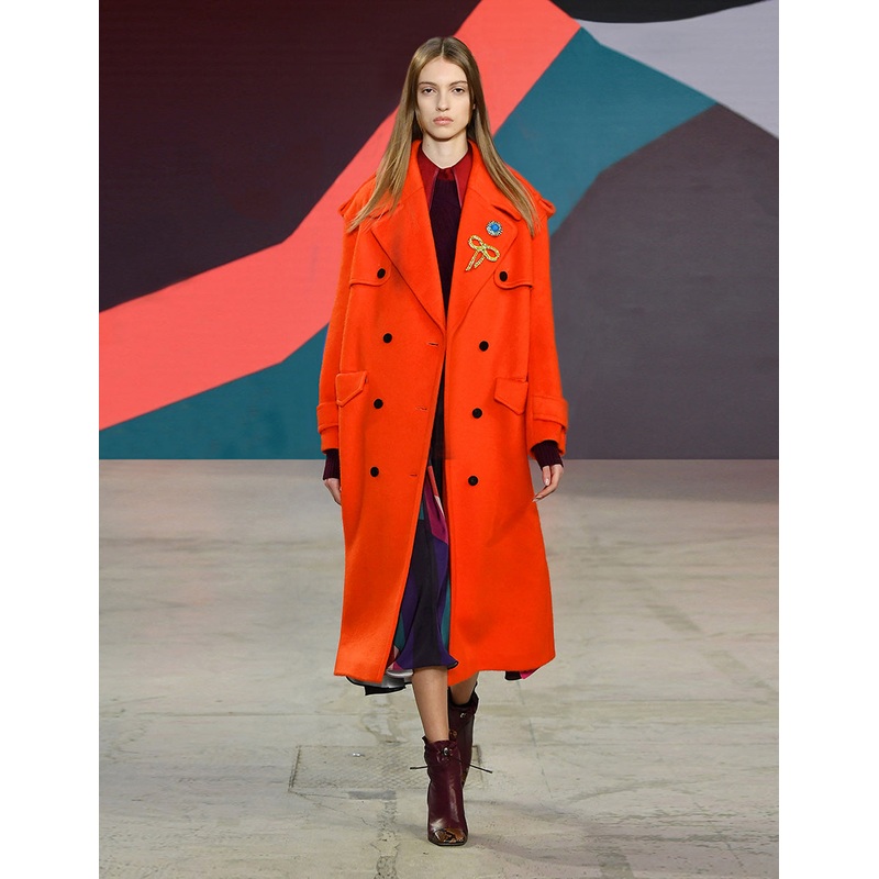 NOTCH LAPEL DOUBLE-BREASTED COAT