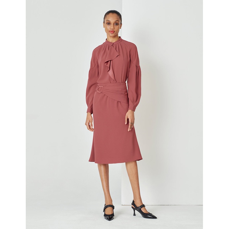 Red Cut Bias Fishtail Skirt