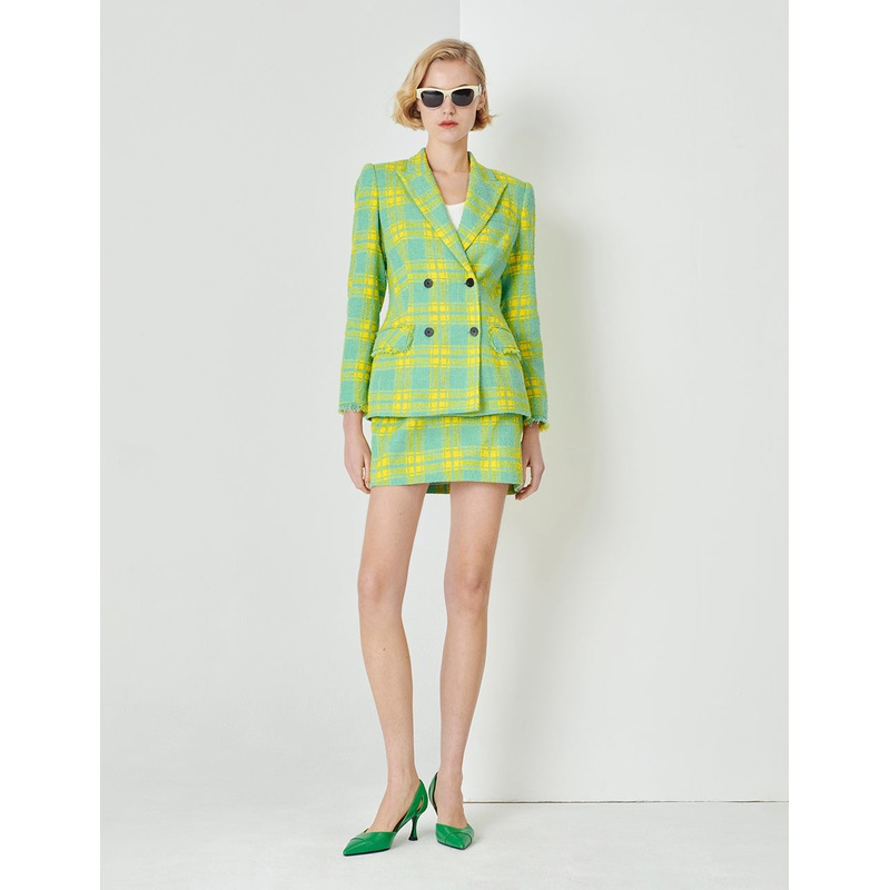 Spring Yellow and Green Check Double Breasted Suit