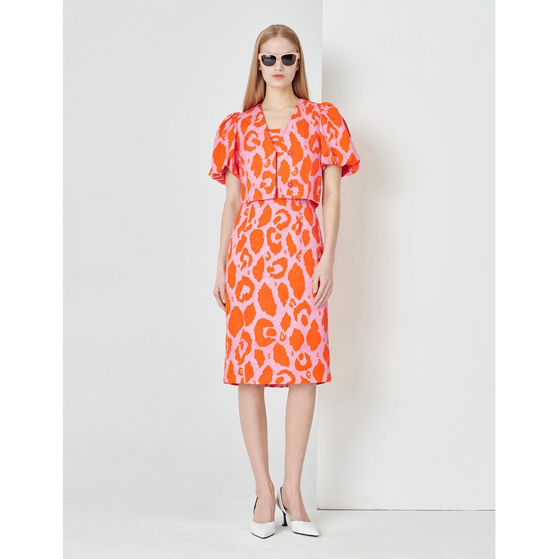 Summer Flower Sea Puff Sleeve Short Jacquard Jacket