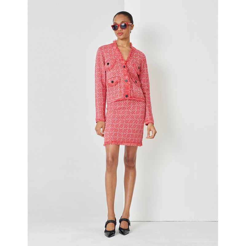 Sweet Pink Plaid Knitted Skirt