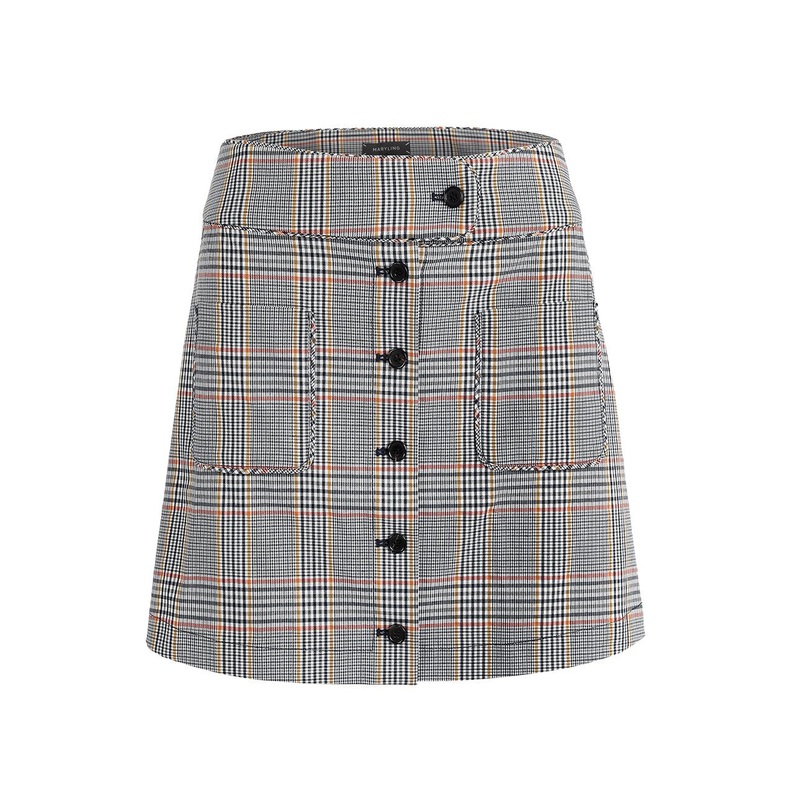 Tartan Pattern Button Detail Mini Skirt