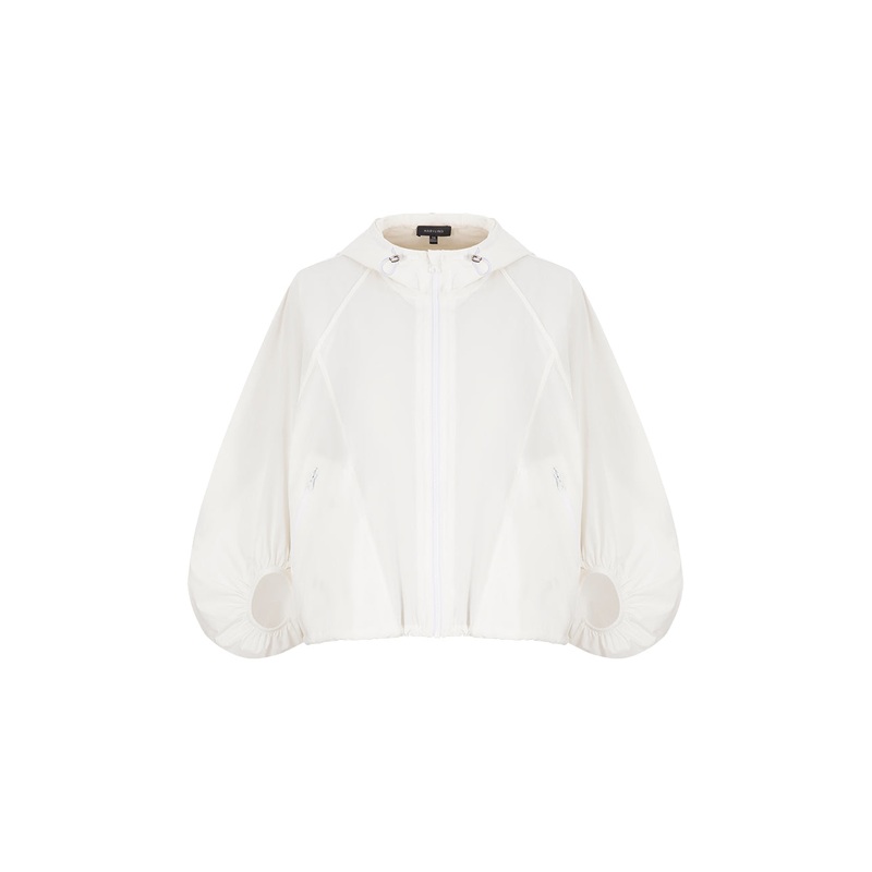 White Hooded Balloon Sleeve Sun Jacket