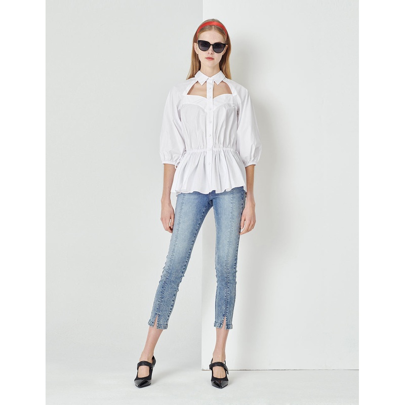 White Tooling Pocket Shirt Top