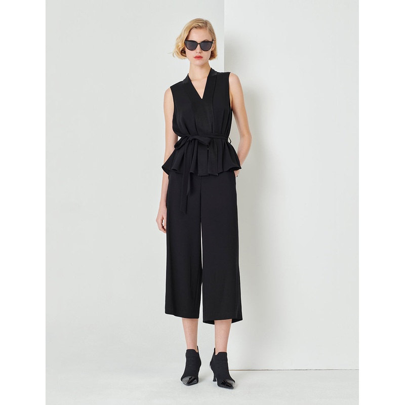 Black A-Line Tie-Waist Top
