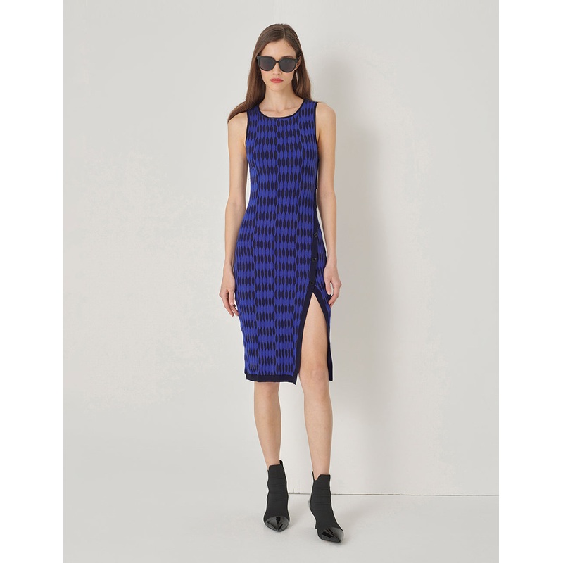 Camisole Blue Jacquard Knit Dress