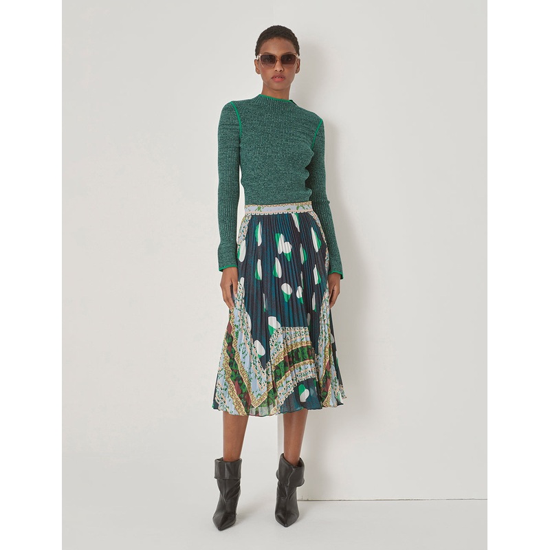Colour Blocking Ruffles Sleeve Top