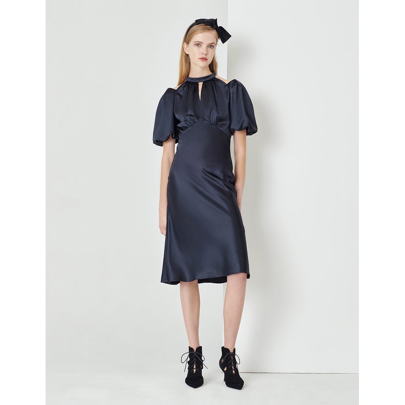 Dark Blue Strapless High Waist Mermaid Dress