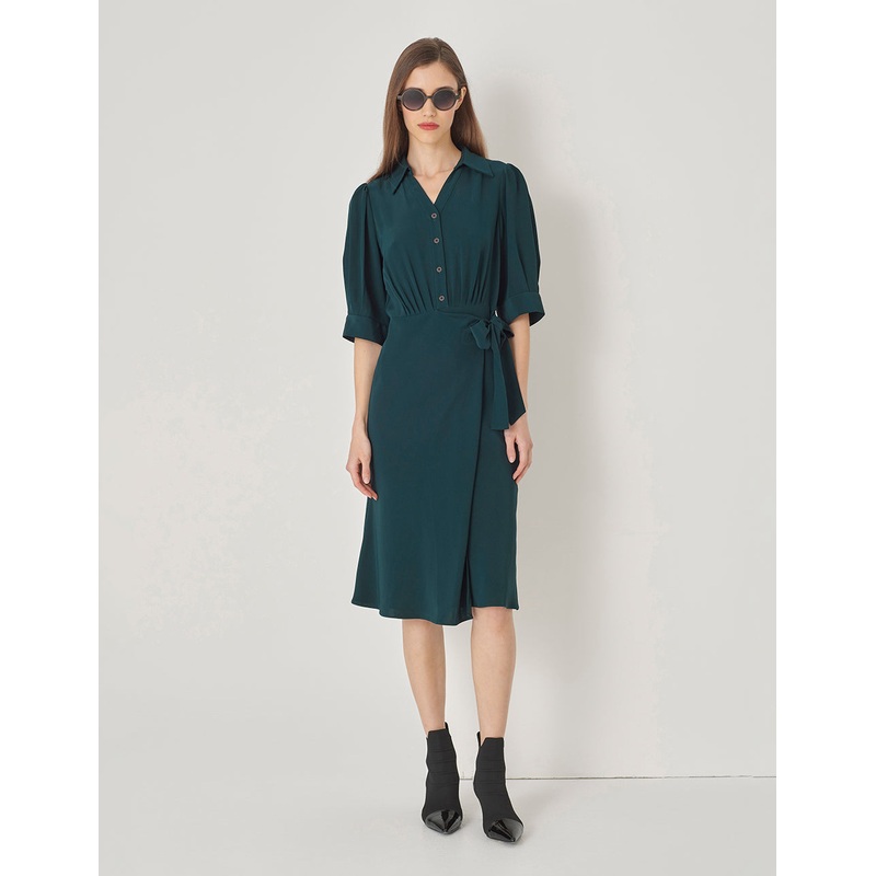 Dark Green Shirt Tie Mermaid Dress