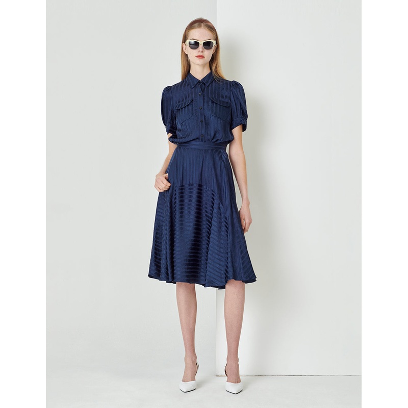 Dark Stripe Shirt With Midnight Blue Shirt Collar