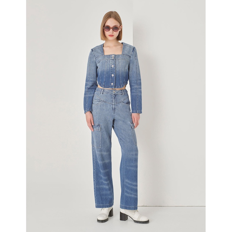 Denim Ombre Cropped Jacket