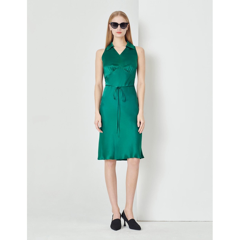 Emerald V-Neck Sleeveless Mermaid Dress