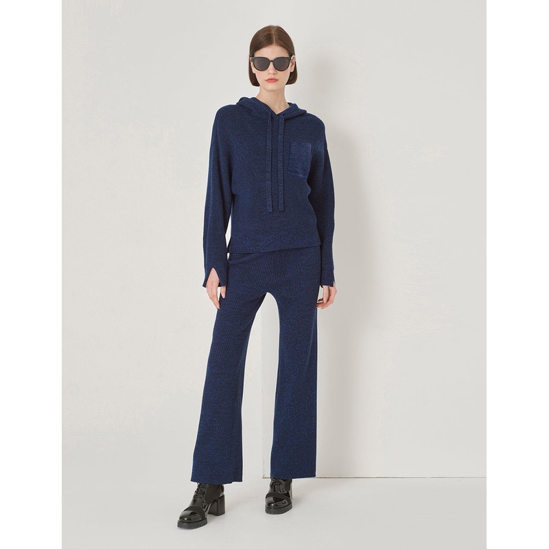 Midnight Blue Melange Wool Trousers