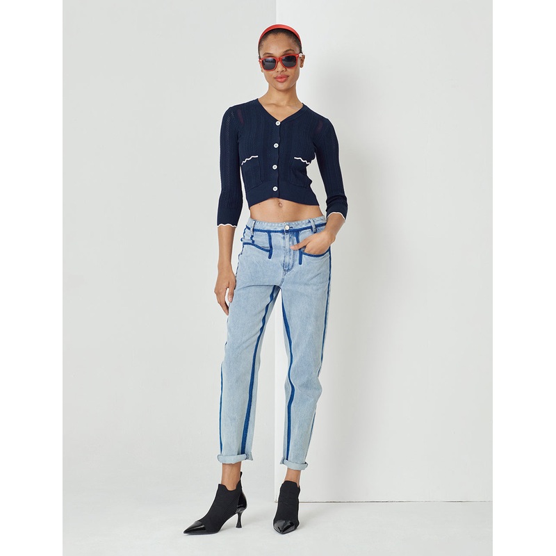 Midnight Blue V-Neck Knit Cardigan