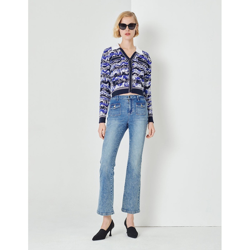 Night Coast False Collar Jacquard Knit Jacket