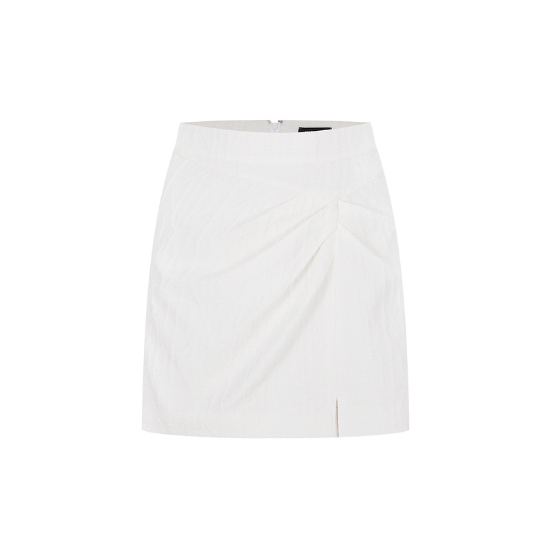 Off-White Side Slit Pleated Mini Jacquard Skirt