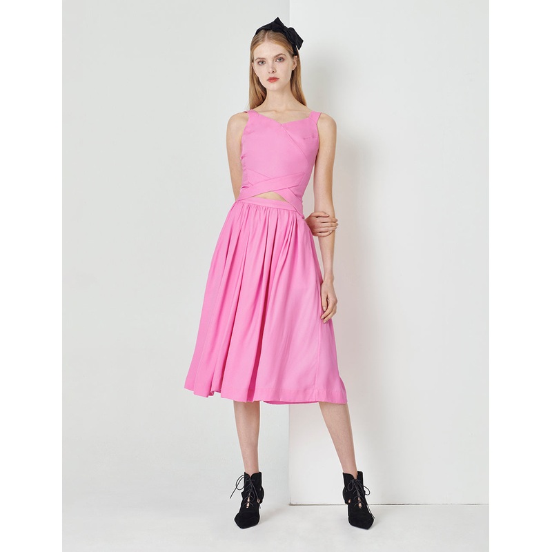 Peach Pink V-Neck Crossover Detail Tank Top