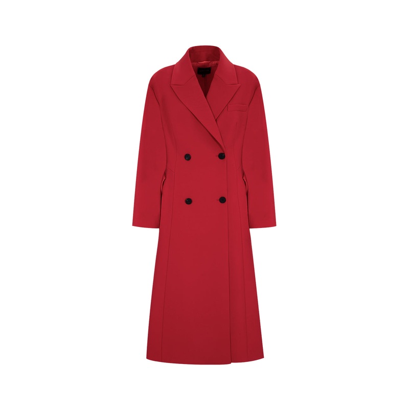 Red Spike Collar Double Breasted Coat