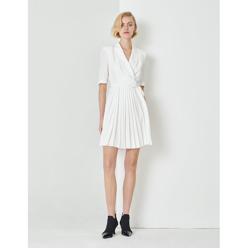 Tie Pleated Suit Dress