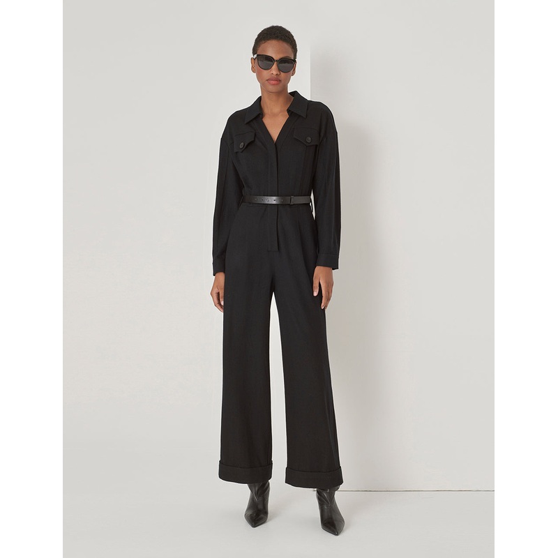 V-Neck Belted Jumpsuit