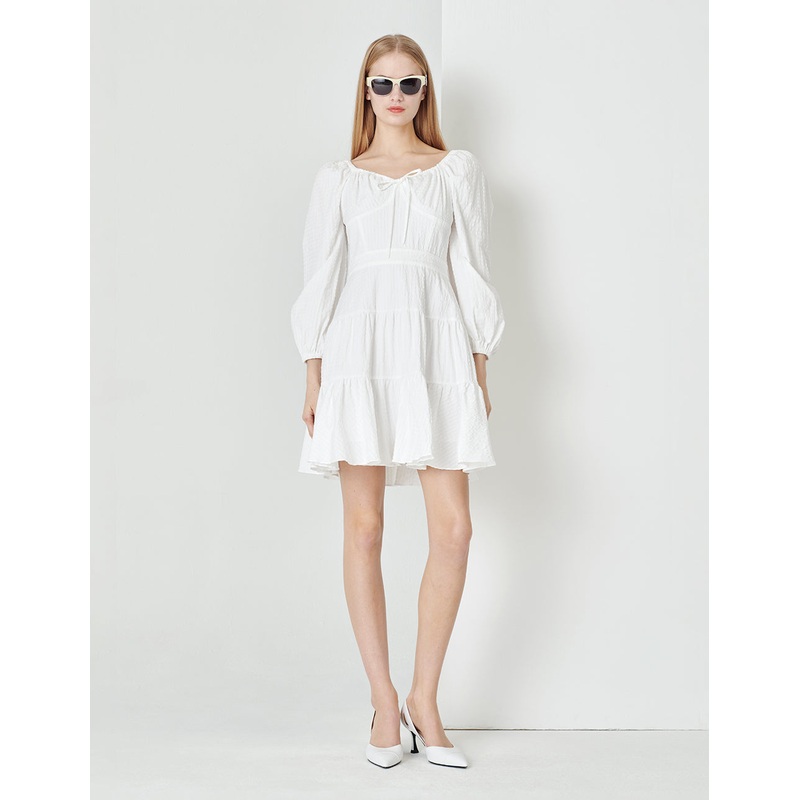White Drawstring Detail Dress