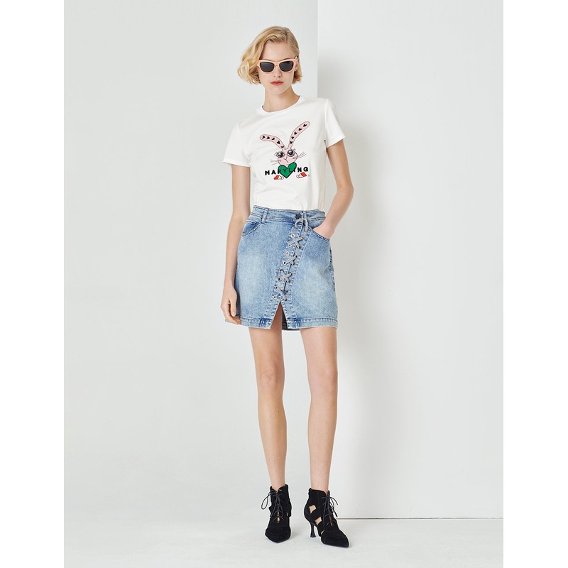 White Rabbit Print Short Sleeve T-Shirt